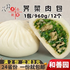 12个和善园荠菜肉包早点速冻半成品猪肉菜包营养早餐包子餐饮商用