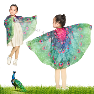 儿童孔雀表演服翅膀道具运动会拉拉队节日演出衣服仿真拍照舞蹈服