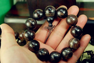 刀状黑黄檀(缅甸黑酸枝)手串佛珠 冷门名贵硬木国标红木黑酸枝