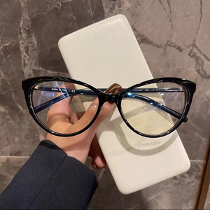 小香家素颜镜ch3393猫眼眼镜小红书黑框板材眼镜框显瘦可配近视