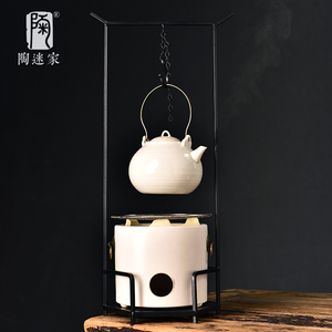 陶迷白泥围炉煮茶壶套装提梁壶自在钩复古烧水法耐高温陶瓷茶具