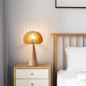 日式南瓜台灯北欧客厅落地灯复古卧室实木创意原木质床头立式灯具