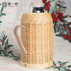 保温壶家用热水瓶老式竹编大容量暖水壶复古玻璃内胆开水瓶子泡茶