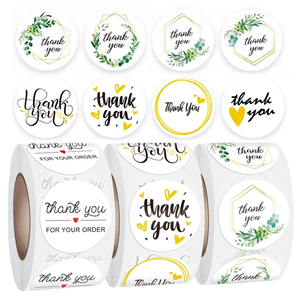 500张/卷清新可爱谢谢贴纸礼物封口贴烘焙包装装饰不干胶标签定制