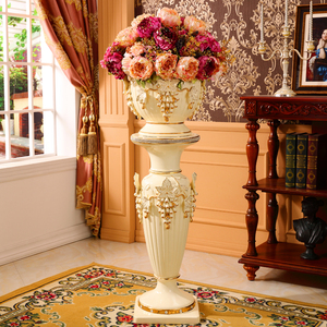 欧式罗马柱子摆件客厅高档奢华大花瓶陶瓷落地花瓶插花艺装饰花盆