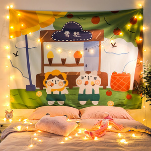 网红可爱治愈系动漫背景布房间直播卧室宿舍改造布置墙布ins挂布