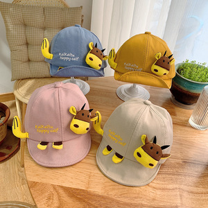 婴儿帽子个性造型小牛宝宝鸭舌帽春夏季男女童户外防晒遮阳软檐帽