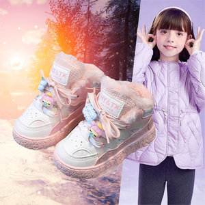 女童雪地靴2023冬季新款宝宝加绒加厚软底防滑儿童厚底公主棉鞋潮