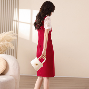 红色连衣裙女气质女神范高级感小众设计名媛高端精致小礼服夏新款