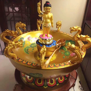 彩灯释迦牟尼佛诞辰装饰摆件浴佛节太子佛流水喷泉九龙浴佛盆带座