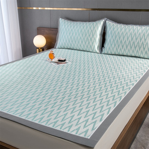 1200d高端冰丝凉席床笠款三件套可机洗水洗家用席子床罩保护套夏