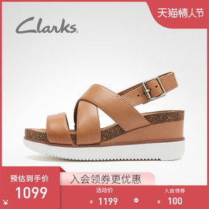 clarks其乐女鞋2021新款lizby cross交叉带厚底坡跟时尚凉鞋女