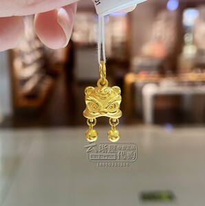 周大福珠宝正品代购 故宫祥瑞狮子头醒狮神兽足金转运珠黄金吊坠r