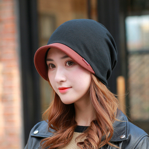 帽子女秋冬春季套头帽韩版潮带檐帽骑行时尚百搭包头帽产后月子帽