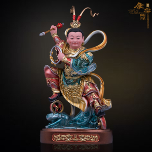 树脂哪吒三太子神像双轮太子中坛元帅脚踏风火双轮家用供奉摆件