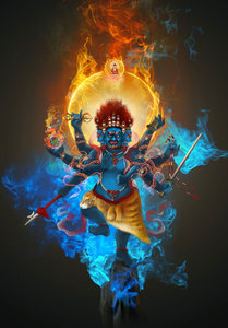 高清蓝脸秽迹金刚像佛像画相纸塑封水晶摆台唐卡藏传定制