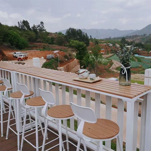 露天阳台酒吧咖啡奶茶店防腐实木长条高脚吧台桌椅友利斯旗舰店