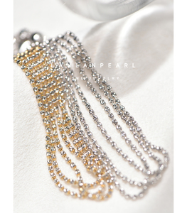 LANLAN·密织星河·钻石链18k金意大利工艺刻面雕花精致闪耀素链