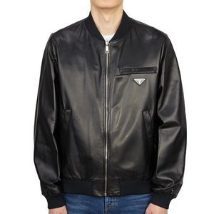 prada/普拉达 男经典款双面两穿软羊革尼龙飞行员夹克皮衣upw280