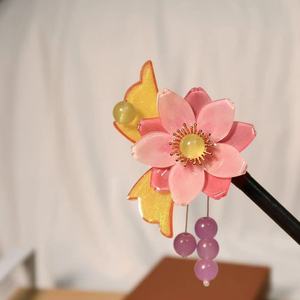 衍生动漫元气少女缘结神巴卫奈奈生定情信物粉樱花二次元发簪头饰