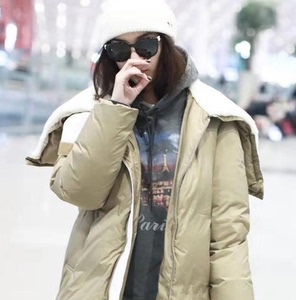 maxmara宽松加厚外套宋佳黄圣依李沁同款中长款白鸭绒羽绒服女