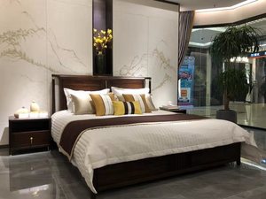 赖氏东辰轻奢新中式黑檀木全实木大床1.8米豪华大床主卧家具