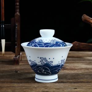 吴氏品雅白瓷泡茶150ml高脚盖碗防烫大容量单个大号高端茶具套装