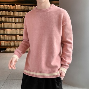 森马大学生粉色圆领宽松毛衣男潮流帅气慵懒风内搭外穿线衣秋季上