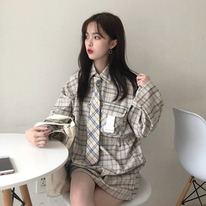姜娜同款外套社会格子衬衫复古高冷范女装学生显瘦胸大的女生衣服