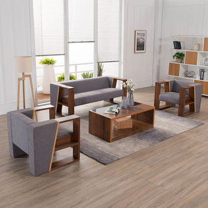 布艺办公室接待沙发茶几组合现代酒店大厅休闲会客三人位个性沙发