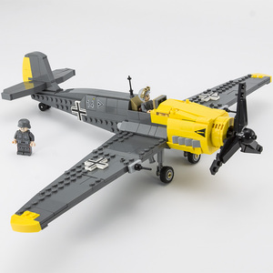 兼容乐高bf109单翼战斗机p51野马大型复古老式螺旋桨飞机拼装积木
