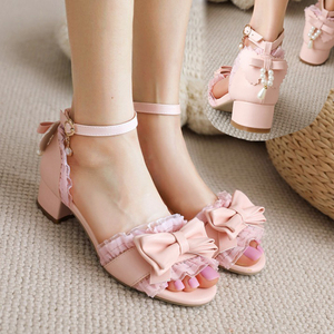 女大童凉鞋夏季洛丽塔ol小女孩公主鞋6-13岁小学生防滑儿童高跟鞋