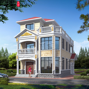 100平方农村两间小户型别墅设计图纸三层网红经济型自建房小洋楼3