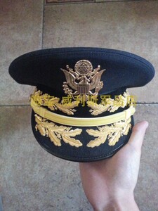 现役美军军版原品陆军将官毛呢金属线绣蓝黑色制服礼服大檐帽738