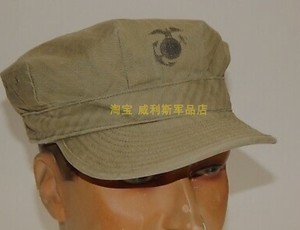 二战美军军版原品71/4海军陆战队od绿色人字布hbt作战斗服八角帽2