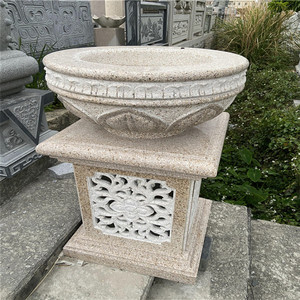 花架盆景底座新中式大理石庭院石台长条石桌家用石头花台步凡雕刻