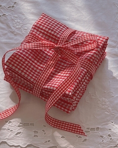 韩国直邮 ins博主法式蕾丝红色白色格子餐垫布桌布食物餐具装饰布