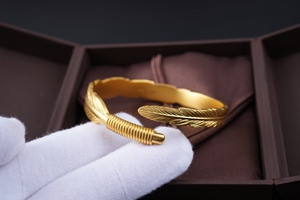 "羽毛"足金999古法黄金工艺黄金手镯80克