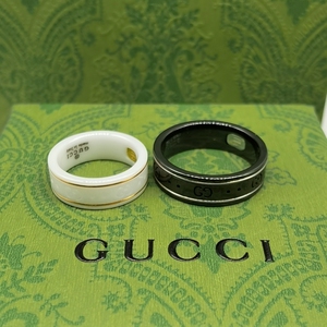 正品gucci/古驰戒指双g经典黑白陶瓷18k金男女情侣对戒情人节礼物