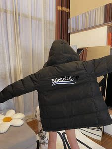 balenciaga巴黎世家21新款刺绣logo可乐面包服羽绒服男外套棉服女