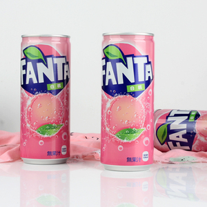 日本进口/fanta芬达白桃味碳酸汽水粉色少女心饮料易拉罐装250ml