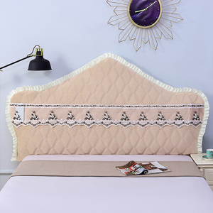 法兰绒欧式半圆加棉加厚防撞床头罩软包实木铁艺异形定做防尘翻新