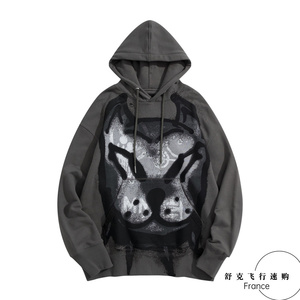 纪梵希/givenchy 春秋男士休闲运动卫衣卡通狗头涂鸦连帽宽松上衣