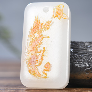 孤品千尺山翟学甲作品新疆和田玉籽料羊脂白玉凤凰玉牌子挂件48克