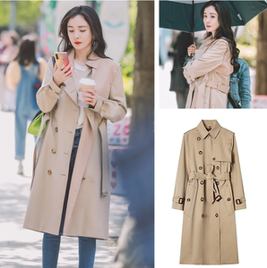 爱的二八定律杨幂明星同款卡其色风衣女英伦风中长款宽松流行外套