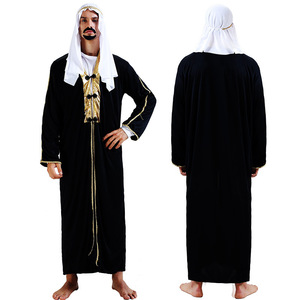 万圣节服装 欧美男款黑色中东阿拉伯王子国王迪拜酋长服饰 外贸