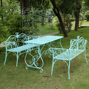 欧式户外铁艺桌椅庭院休闲花园室内阳台茶几长沙发三件套别墅桌椅