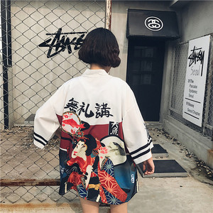 日式和风和服羽织蝙蝠袖日本古风外套开衫学生女宽松薄外套防晒衫