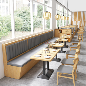 主题餐饮咖啡厅西餐厅火锅饭店食堂靠墙卡座沙发桌椅组合定制简约