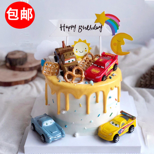 生日蛋糕装饰摆件6款迷你回力小汽车总动员麦坤装饰品儿童玩具车